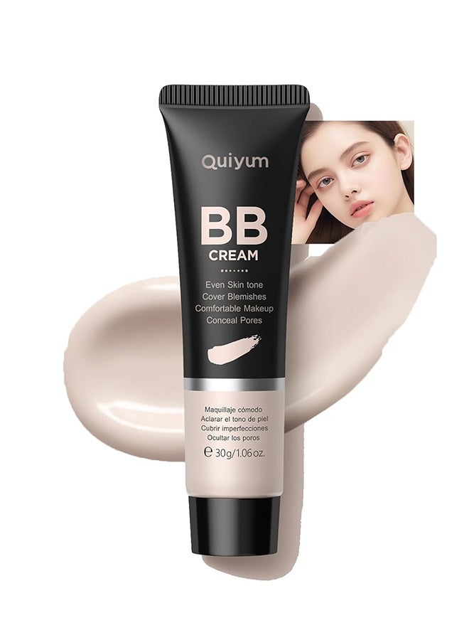 QUIYUM BB Cream Tinted Moisturizer, 9Colors Moisturizes & Conceals, Cover Blemishes & Pores, Even Skin Tone, Lighiweight Foundation Full Coverage Tinted Illuminator for All Skin, Oil-Free,#110 Ivory - Image 1